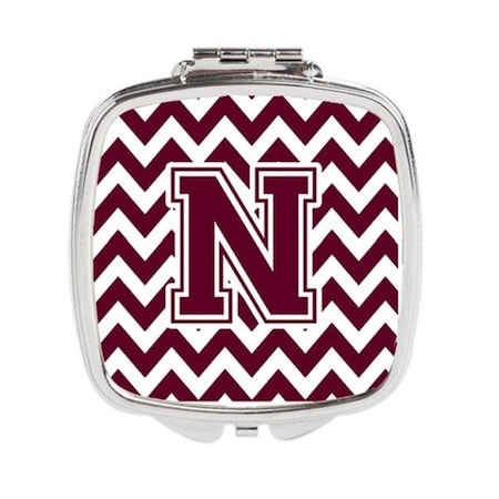 Carolines Treasures CJ1051-NSCM Letter N Chevron Maroon & White Compact Mirror, 3 x 0.3 x 2.75 in. CJ1051-NSCM